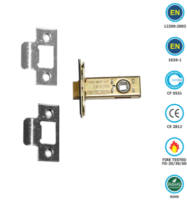 Picture of ARCHITECTURAL TUBULAR LATCH CE / FD / CERTIFIRE  | 63MM | CHROME / SATIN CHROME | PRINTED POLYBAG