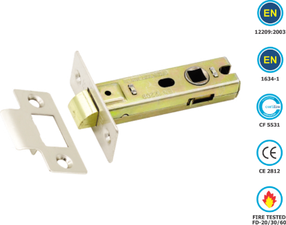 Picture of TUBULAR LATCH CE / FD / CERTIFIRE / B/T PREMIUM | 63MM | CHROME PLATED | SICHERN BOX