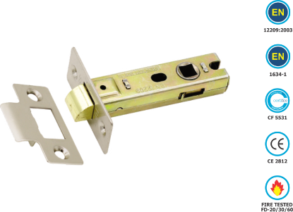 Picture of TUBULAR LATCH CE / FD / CERTIFIRE / B/T PREMIUM | 63MM | SATIN CHROME / SCP | SICHERN BOX