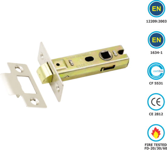 Picture of TUBULAR LATCH CE / FD / CERTIFIRE / B/T PREMIUM | 76MM | CHROME PLATED | SICHERN BOX