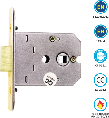 Picture of FLAT MORTICE LATCH - CE / CERTIFIRE / FD / EN12209 | 76MM | ELECTRO BRASS | HANG UP BOX