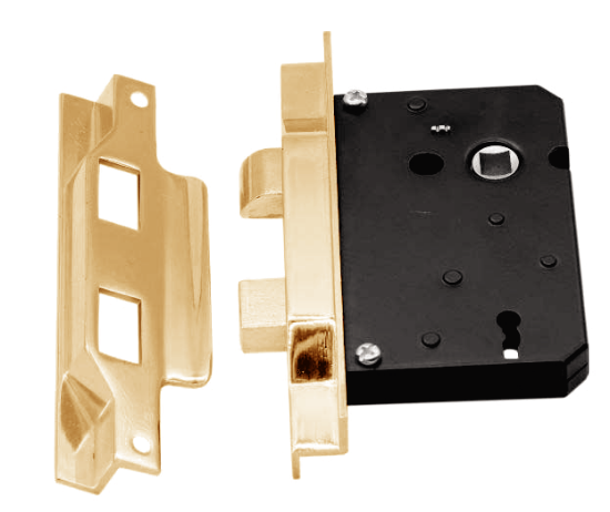 Picture of 3 LEVER REBATED SASH LOCK  | 63MM | ELECTRO BRASS | HANG UP BOX