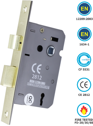 Picture of 3 LEVER SASH LOCK CE / EN12209 / CERTIFIRE / FD | 51MM | ELECTRO BRASS | SICHERN BOX