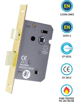 Picture of BATHROOM LOCK CE / EN2209 / CERTIFIRE / FD  | 63MM | ELECTRO BRASS | HANG UP BOX