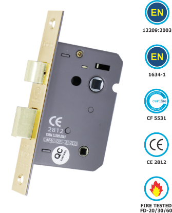 Picture of BATHROOM LOCK CE / EN12209 / CERTIFIRE / FD  | 76MM | ELECTRO BRASS | HANG UP BOX