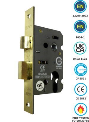Picture of EURO PROF MORT SASH LOCK (COMMERCIAL) CE / CERTIFI | 63MM | ELCTRO BRASS  | PRINTED POLYBAG