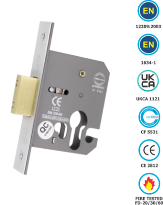 Picture of EURO PROFILE MORTICE DEAD LOCK - CE / CERTIFIRE / FD  | 63MM | SATIN STAINLESS | HANG UP BOX