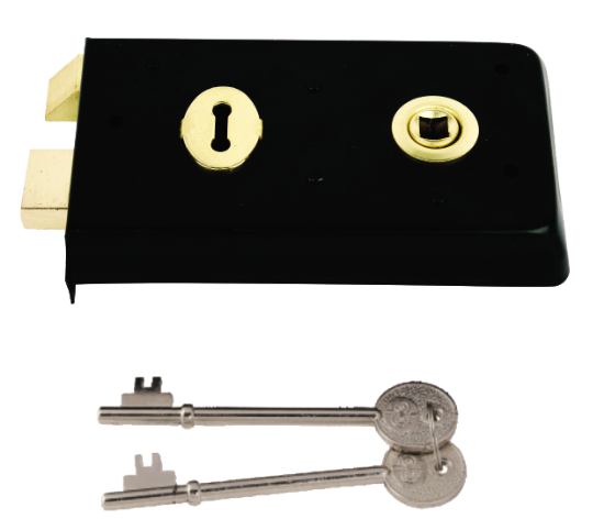 Picture of NARROW STYLE RIM LOCK - REVERSE BOLT  | 140 X 76MM | EPOXY BLACK | SICHERN BOX