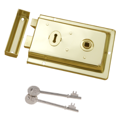 Picture of FLUTED RIM LOCK  | 150 X 100MM | ELECTRO BRASS | HANG UP BOX