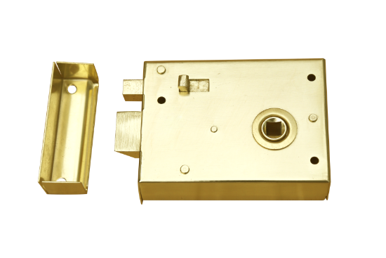 Picture of RIM LATCH WITH LOCKING SNIB | 100 X 76MM | ELECTRO BRASS | HANG UP BOX