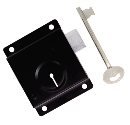 Picture of CONTRACT PRESS LOCK C/W 1 KEY | 65MM | EPOXY BLACK | SICHERN BOX