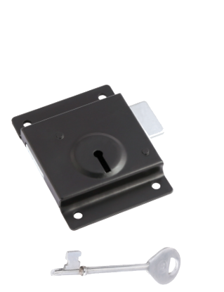 Picture of PRESS LOCK C/W 1 KEY  | 76MM | EPOXY BLACK | SICHERN BOX