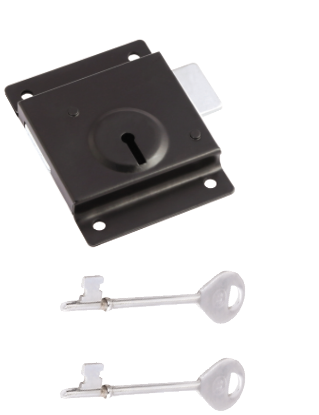 Picture of PRESS LOCK C/W 2 LONG KEYS  | 76MM | EPOXY BLACK | SICHERN BOX