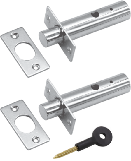 Picture of DOOR RACK BOLT - 2 PLUS 1 KEY | 60MM | SATIN CHROME | HANG UP BOX