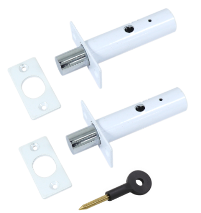 Picture of DOOR RACK BOLT - 2 PLUS 1 KEY | 60MM | EPOXY WHITE | HANG UP BOX