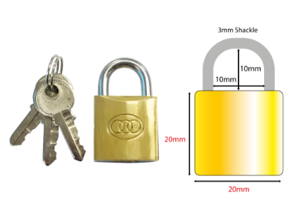 Picture of TRI-CIRCLE BRASS PADLOCK | 20MM | BRASS | BOXED