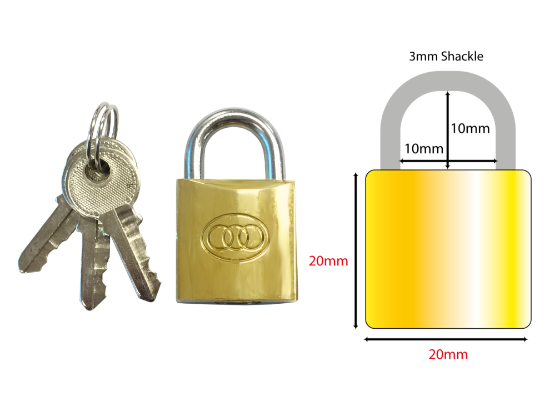 Picture of TRI-CIRCLE BRASS PADLOCK | 20MM | BRASS | BOXED