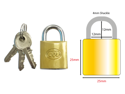 Picture of TRI-CIRCLE BRASS PADLOCK - KEY'D ALIKE | 25MM | BRASS | BOXED
