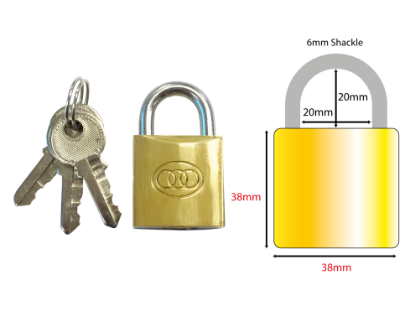 Picture of TRI-CIRCLE BRASS PADLOCK - KEY'D ALIKE | 38MM | BRASS | BOXED