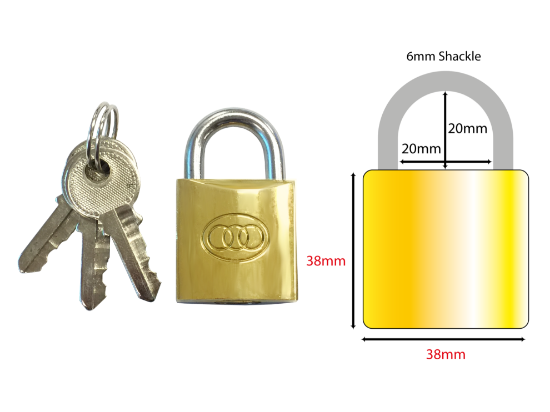Picture of TRI-CIRCLE BRASS PADLOCK - KEY'D ALIKE | 38MM | BRASS | BOXED