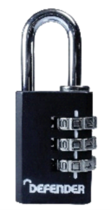Picture of SQUIRE PADLOCK DEFENDER DIECAST COMBI DFCOMB130 | 30MM | BLACK | BLISTER