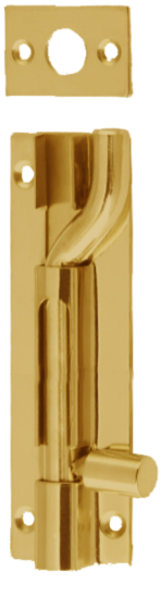 Picture of STAINLESS STEEL BARREL BOLT - NECKED | 100 X 25MM | ELECTRO BRASS | PRINTED POLYBAG