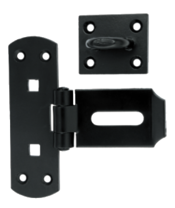 Picture of VERTICAL HASP & STAPLE | 150MM | BLACK DUROSIL | PRINTED POLBAG