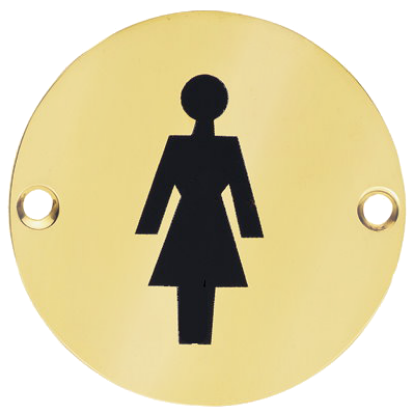 Picture of BRASS CIRCULAR SIGN - FEMALE | 76MM | POLISHED & LACQUERED | PRINTED POLYBAG