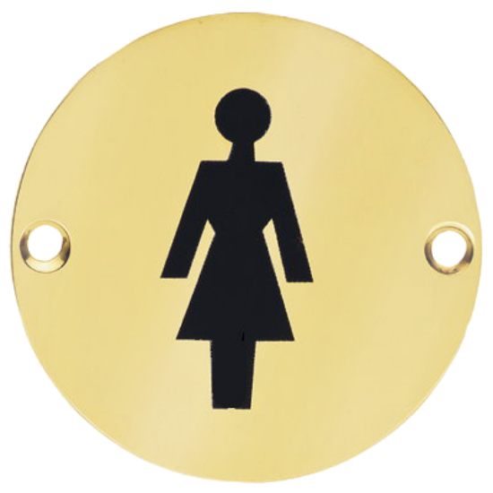 Picture of BRASS CIRCULAR SIGN - FEMALE | 76MM | POLISHED & LACQUERED | PRINTED POLYBAG