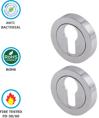 Picture of EURO PROFILE ESCUTCHEON - PACK OF 2 | 52MM | SATIN CHROME | HANG UP BOX