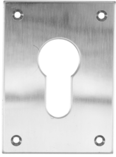 Picture of REPAIR ESCUTCHEON SCREWFIX - EURO PROFILE | 47.5 X 65.5 X 1.5 | POLISHED STAINLESS | PRINTED POLYBAG