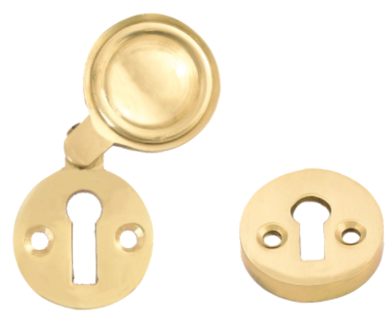 Picture of VICTORIAN OPEN & COVERED ESCUTCHEON SET | 32MM | POLISHED & LACQUERED | PRINTED POLYBAG