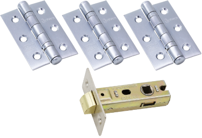 Picture of CE FIRE DOOR PACK - 1 1/2 PAIR 451 BB / BT LATCH | 63MM | POLISHED CHROME | HANG UP BOX