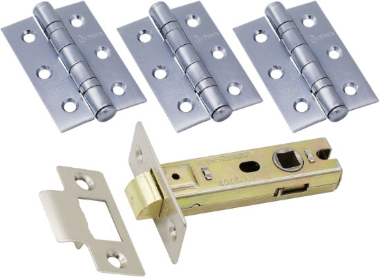 Picture of CE FIRE DOOR PACK - 1 1/2 PAIR 451 BB / BT LATCH | 76MM | SATIN CHROME | HANG UP BOX