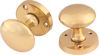 Picture of VICTORIAN SPRUNG MORTICE KNOB SET | 53MM | POLISHED ELECTRO BRASS | HANG UP BOX