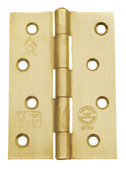 Picture of PLAIN BEARING CE7 BUTT HINGE - PAIR  | 76MM | ELECTRO BRASS | PRINTED POLYBAG