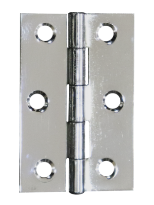 Picture of LIGHT BUTT HINGE - PAIR | 76MM | CHROME PLATED | PRINTED POLYBAG