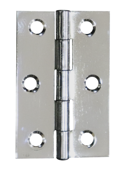Picture of LIGHT BUTT HINGE - PAIR | 76MM | CHROME PLATED | PRINTED POLYBAG
