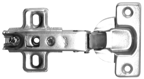 Picture of SPRUNG CABINET HINGE - INC PLATE | 35MM | NICKEL PLATED | PRINTED POLYBAG