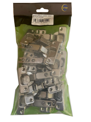 Picture of SPRUNG CABINET HINGE - INC PLATE 6 PAIRS | 35 MM | NICKEL PLATED | PRINTED POLBAG