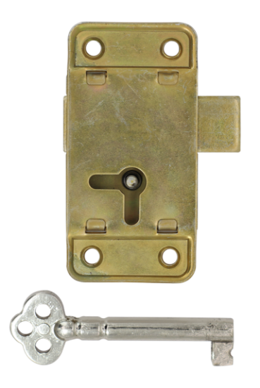 Picture of WARDROBE LOCK C/W 1 KEY  | 55MM | ELECTRO BRASS | PRINTED POLYBAG