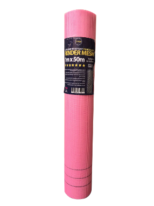 Picture of FIBREGLASS RENDER MESH ALKALINE RESIST 160G 1X50M PINK | - | . | POLYBAG