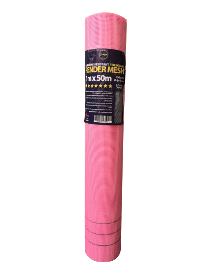 Picture of FIBREGLASS RENDER MESH ALKALINE RESIST 160G 1X50M PINK | - | . | POLYBAG