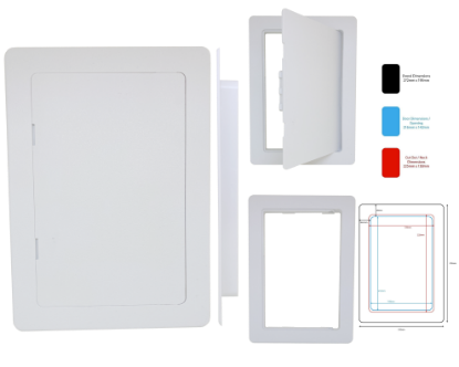 Picture of ACCESS PANEL PVC  SURFACE FIT | 230x150mm | WHITE |  POLYBAG WITH EURO SLOT