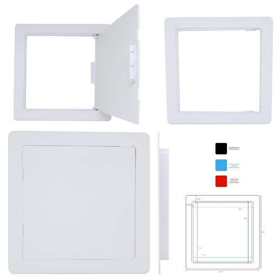 Picture of ACCESS PANEL PVC  SURFACE FIT | 300x300mm | WHITE |  POLYBAG WITH EURO SLOT